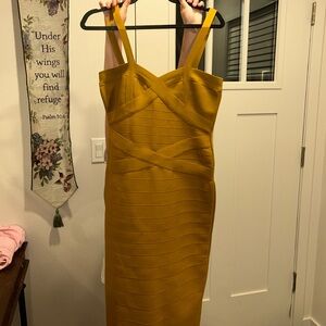 Elegant Mustard Yellow Bandage Dress